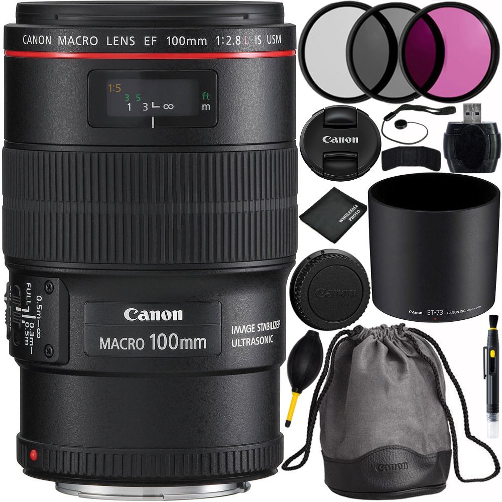 Canon EF 100mm f/2.8L Macro IS USM Lens Bundle with Manufacturer